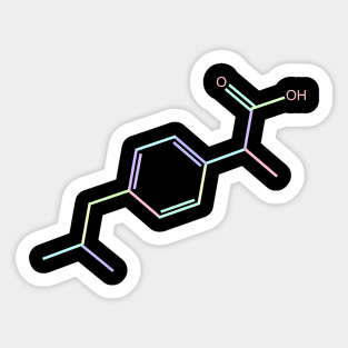 Ibuprofen Kawaii Pastel Rainbow Molecule Sticker